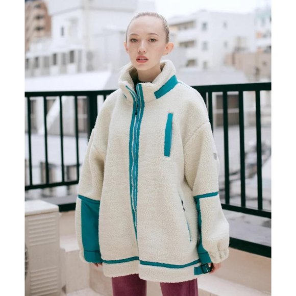NWT X Girl Japan Outdoor Boa Fleece retro 90s oversized sherpa jacket - Picture 1 of 8